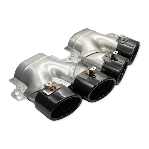 Rear Bumper Upgrade Convert To Amg Amg C43 Exhaust Tip Pipe Dual Glossy Black Gc W205-031 CC-9530 Compatible With Mercedes Benz C Class W205 C205 Coupe 2015-2021