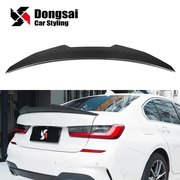 Real Carbon Fiber PSM Style Rear Trunk Lip Tail Wing Ducktail Spoiler Compatible With BMW 3 Series G20 320I 335I 340I G80 M3 2019+
