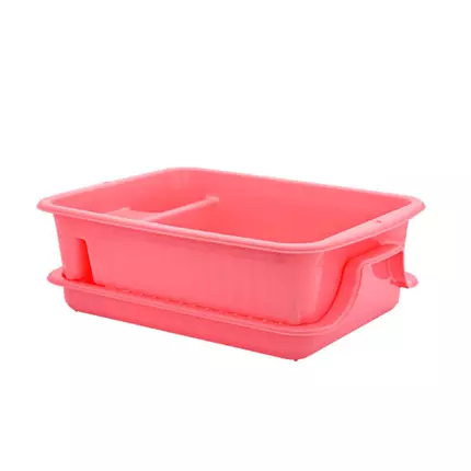 Lionstar Dish Rack 1L With Tray A-7 Sturdy Plastic Organizer for Kitchen Counter - 1 Tier Drying Rack with Drainboard, Plastic Sink Drainer