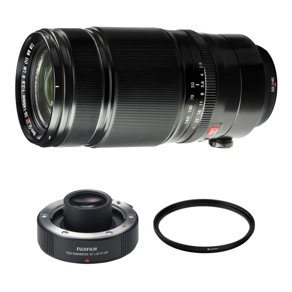 FUJIFILM XF 50-140mm f/2.8 R LM OIS WR Lens with 1.4x Teleconverter and UV Filter Kit