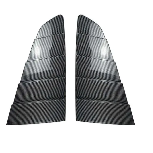Rear Window Louvers Sticker Triangle Window Shade Shutter Side Vent Spoiler Zst-1142 Cf Carbon Fiber Look CC-9235 Compatible With Ford Mustang 2015-2023