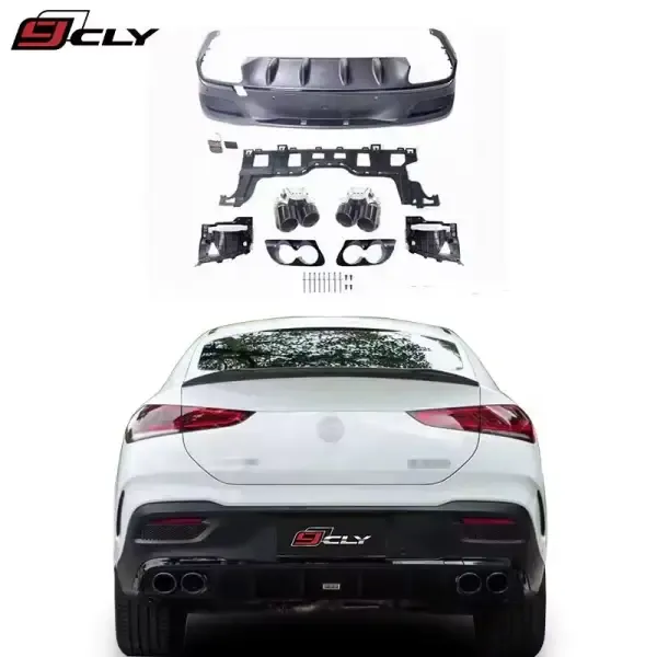 Rear Diffuser Exhaust Pipe Rear Lip Tips After Lip Compatible With 2021 2022 Mercedes GLE Coupe W167 C167 GLE53 AMG Bumper