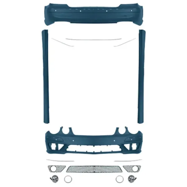 Front Rear Bumper Upgrade Convert To Amg C63 Bumper Bodykit Side Skirts With Fog Lamp W211-004 Gc CC-9481 Compatible With Mercedes Benz E Class W211 2007-2009