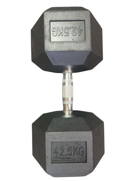Rubber Hexagon Dumbbells - 42.5kg (SINGLES)