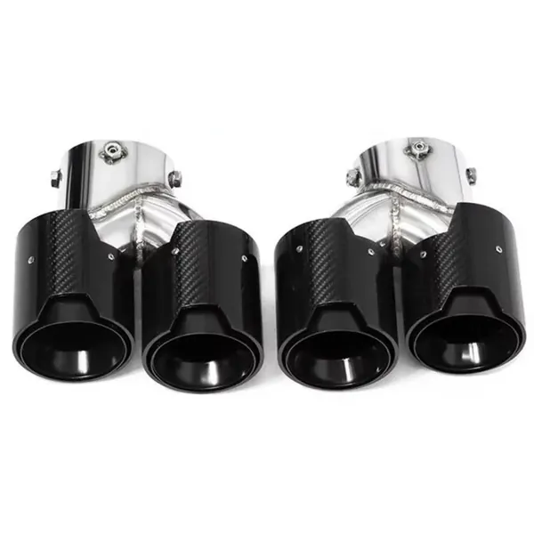 Dual M Exhaust Muffler Tip Exhaust System Nozzle Tailpipe Carbon Fiber And Black Inlet 63mm,outlet 93mm,length 250mm CC-6640 Compatible With Bmw 1 2 3 4 5 6 7 Z4 X1 X2 X3 X4 X5 X6 X7