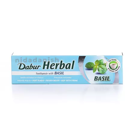 Dabur Herbal Toothpaste 150g No Brush Basil (Pack of 6)