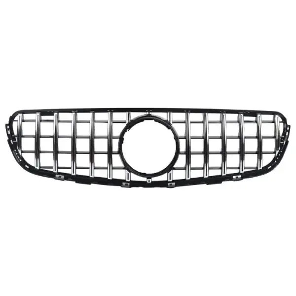 Front Bumper Panamericana Grill Dynamic Gtr Silver Lci CC-1773 Compatible With Mercedes Glc W253 X256 2020-2023