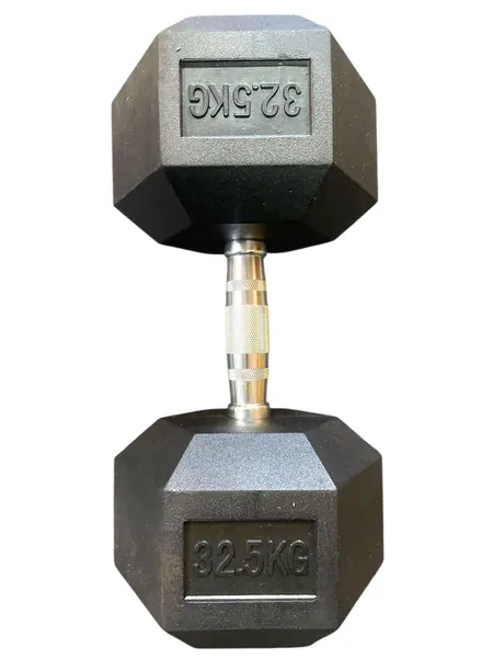 Rubber Hexagon Dumbbells - 32.5kg (SINGLES)