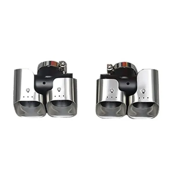 Stainless Steel Square Muffler Tip Tailpipe Nozzle Silensor 2.0 Square Khan Style Chrome Silver CC-7051 Compatible With Range Land Rover Defender 90 110 130 L663 Lr129997 2020+