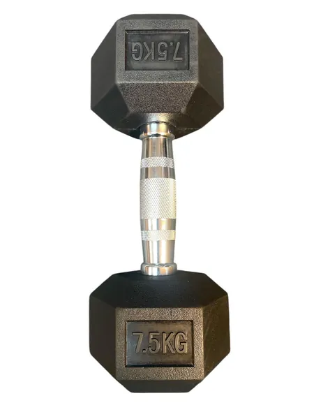 i-fitness Single 7.5kg Rubber Hexagon Dumbbells