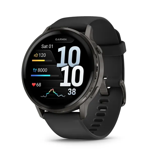 Garmin Venu 4 Smartwatch 45mm (Slate/Black Silicone Band)