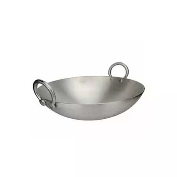 Nadstar8 Aluminium Karai 13" No6 Heavy Base Aluminum Kadai Deep Frying Kadai with Handle for Kitchen