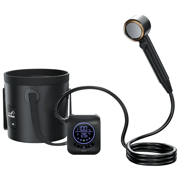 Green Lion Camping Shower with Intelligent Digital Display - Black