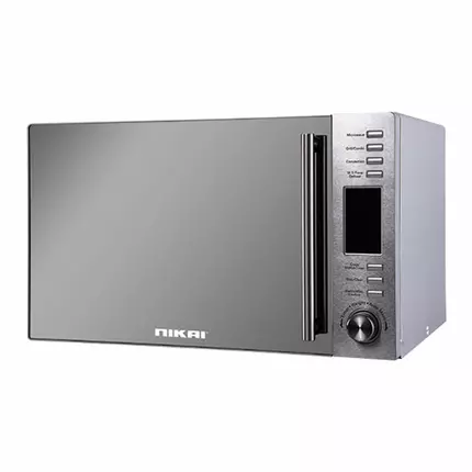 Nikai Microwave Oven 30L 1100W with Grill Digital Mirror Finish 10 Auto Cook Mode Child Lock DeFrost By Weight Kitchen Timer NMO300MDG