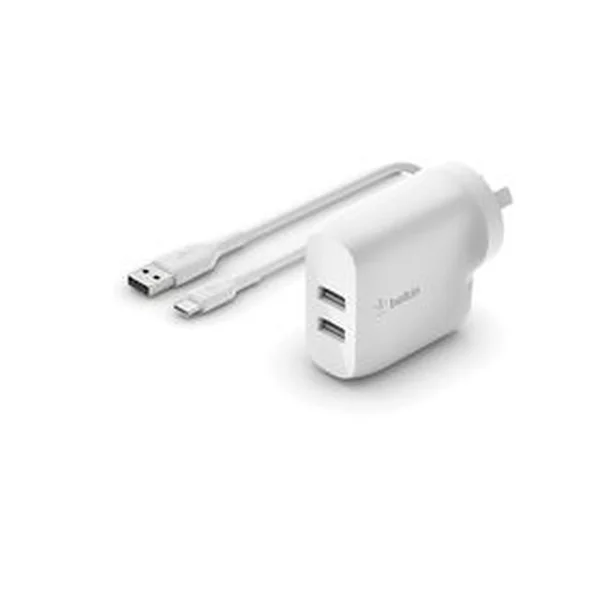 Belkin BoostCharge Dual USB-A Wall Charger 24W + USB-A to USB-C cable