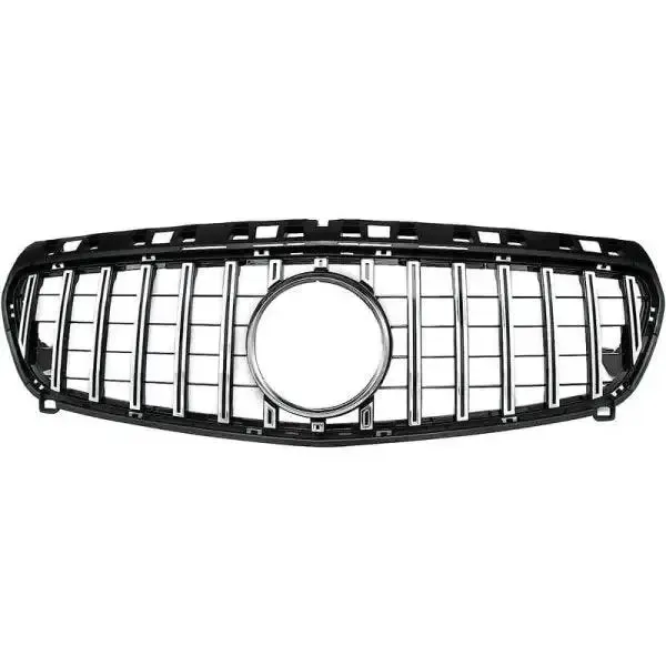 Front Bumper AMG Show Grill Gtr Silver CC-1701 Compatible With Mercedes Benz A Class W176 2012-2016