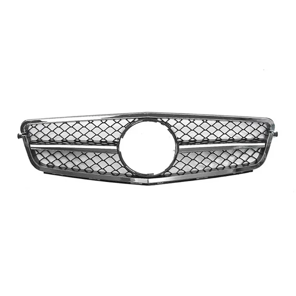 Upgrade Front Bumper Amg Show Grill Full Silver Gc W204-002 CC-9633 Compatible With Mercedes Benz C Class W204 2007-2014