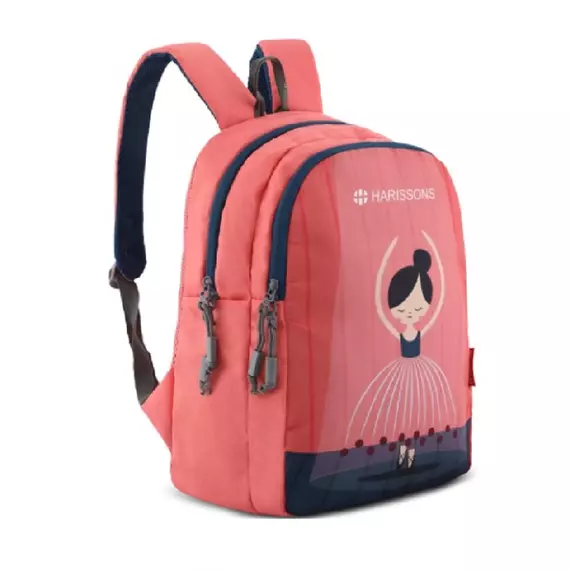 Harissons School Backpack Ballet Girl 19L 30 x 39 x 16cm Salmon Pink & Black