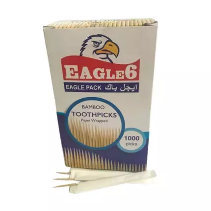 Eagle6 Bamboo Toothpicks (Wrapped) (Pack of 1000pcs x 50 Boxes)