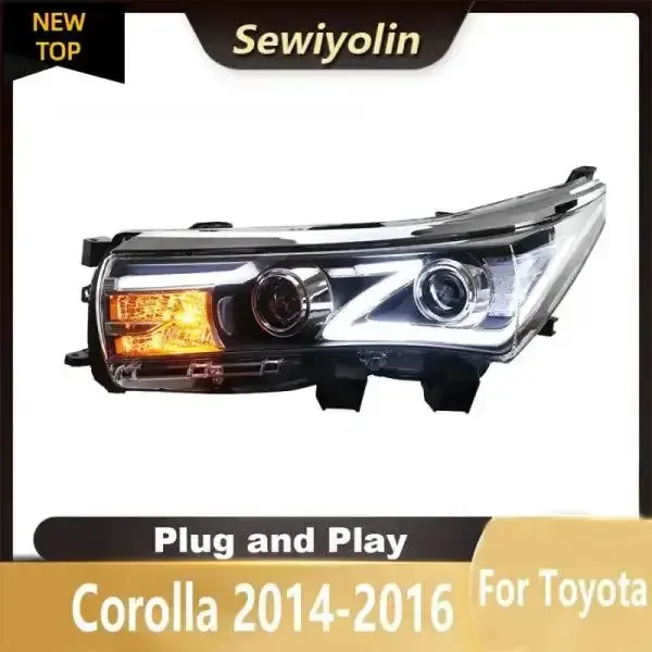 LED Headlight Auto Head Lamp Reverse Brake Fog Front Lights DRL Plug and Play IP67 2Pcs/Set Compatible With Toyota Corolla 2014-2016
