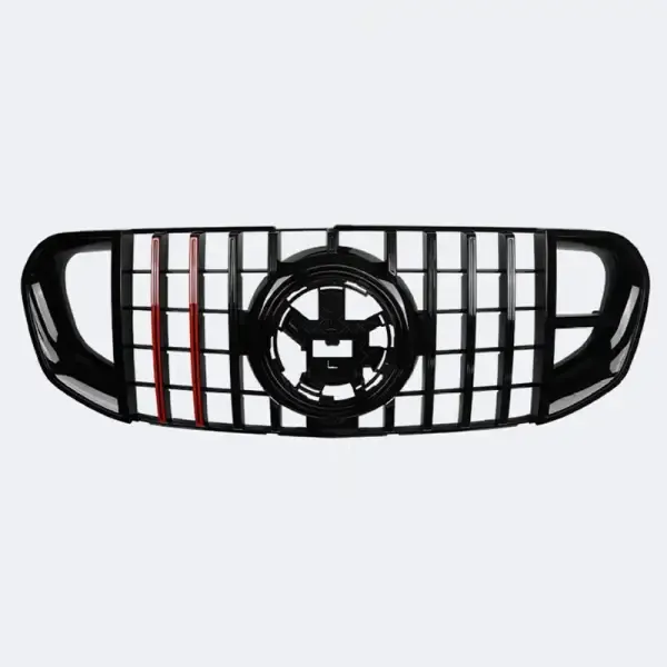 AMG Sports Front Bumper Show Grill Brabus Style Black Red CC-5027 Compatible With Mercedes GLS W167 2019-2024
