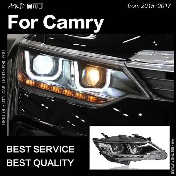 LED Headlight DRL Hid Head lamp light Angel Eye Bi Xenon Compatible With Toyota Camry 2015-2017 Camry V55