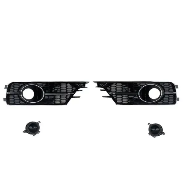 Fog Lamp Grill Cover Frame Black With Fog Lamp Light CC-3290 Compatible With Audi A6 S6 2016-2018