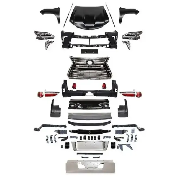Upgrade Facelift Convert To 2021+ Lexus 570 Body Kit Side Skirts Splitter Spoiler Front Lip Diffuser CC-5482 Compatible With Toyota Land Cruiser LC200 2008-2015