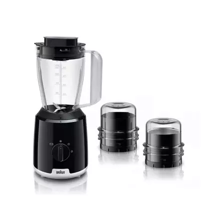 Braun Blender 2L 600w PowerBlend1 With 2 Grinder Triangular Plastic BPA Free Jug, 2 Speed, Ice Crushing Function, JB101AI-JB1023 Black