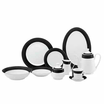 Nadstar8 Dinner Set 47pcs Porcelain Black RSPD001