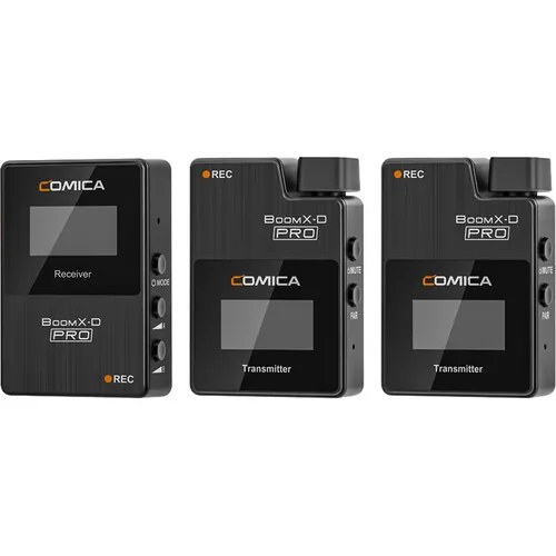 Comica Audio BoomX-D PRO D2 Ultracompact 2-Person Digital Wireless Microphone System/Recorder (2.4 GHz, Black)