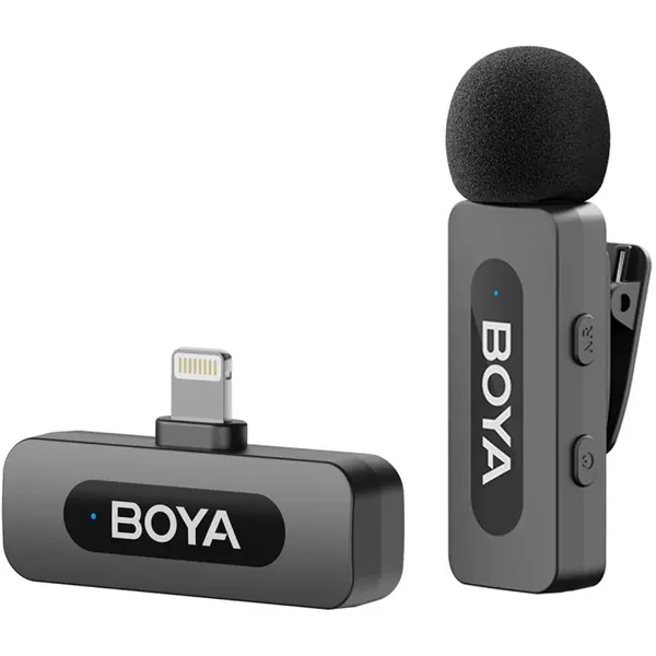 BOYA BY-V1 2.0 Ultracompact Wireless Microphone System with Lightning Connector for iOS Devices (2.4 GHz)