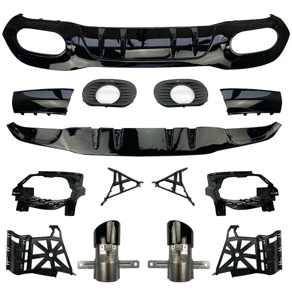 Amg Rear Bumper After Lip Diffuser Lip Skirts Splitter Flag Canard Single Tip Zst-187 CC-6165 Compatible With Mercedes Benz A Class W177 Sedan 2018-2023