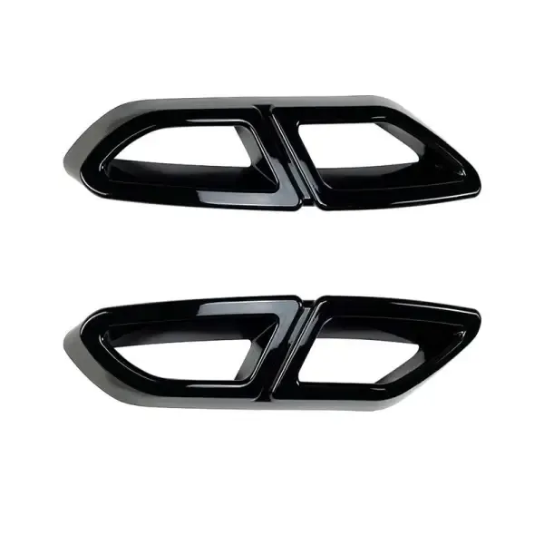 Rear Bumper Turbo Muffler Dual Exhaust Tips Pipe Zst-289 Gb Glossy Black CC-4480 Compatible With Volkswagen Passat B8 2016-2019