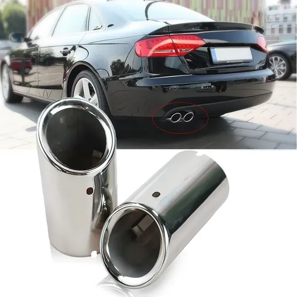 Stainless Steel Chrome Exhaust Headers Tip Pipe Tail Rear Muffler Pipe Compatible With Audi A4 B8 A4L Q5 2007-2014