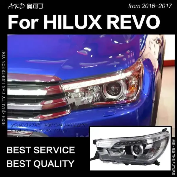 LED Headlight DRL Hid Head lamp light Angel Eye Bi Xenon Compatible With Toyota Hilux 2015-2017 New Revo