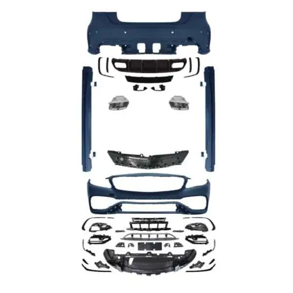 Upgrade Convert To Amg Amg45 Front Rear Bumper Diffuser Lip Exhaust Tip Pipe Side Skirt Runing Board Bodykit Set GC W176-016 CC-9466 Compatible With Mercedes Benz A Class W176 2012-2016