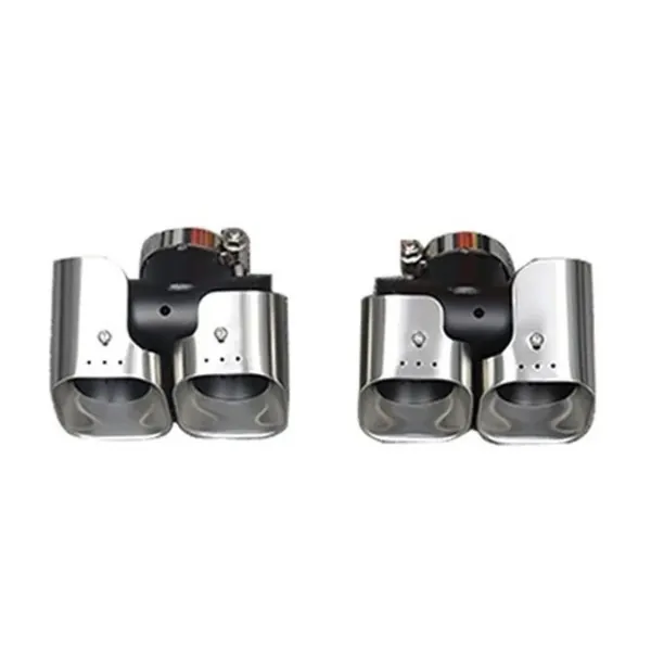 Stainless Steel Square Muffler Tip Tailpipe Nozzle Silensor 3.0 Square Khan Style Chrome Silver CC-7053 Compatible With Range Land Rover Defender 90 110 130 L663 Lr129997 2020+