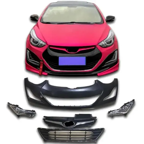 Front Bumper Lip Grille Body Kit Compatible With 2012-2017 Hyundai Elantra
