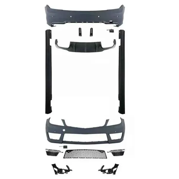 Front Rear Bumper Upgrade Convert To Amg C63 Amg Bumper Bodykit Diffuser Skirts W204-015 CC-9642 Compatible With Mercedes Benz C Class W204 2011-2014