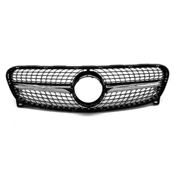 Front Bumper Panamericana Grill W156 Grill Diamond Silver CC-1759 Compatible With Mercedes Gla W156 X156 2014-2016