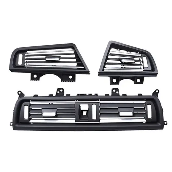 Ac Air Vent Grill Trim Frame Cover Black With Chrome Front Set Of 3 229166893 229166894 229209136 229197489 3 PCS CC-5211 Compatible With Bmw 5 Series F10 F18 F90 2010-2017