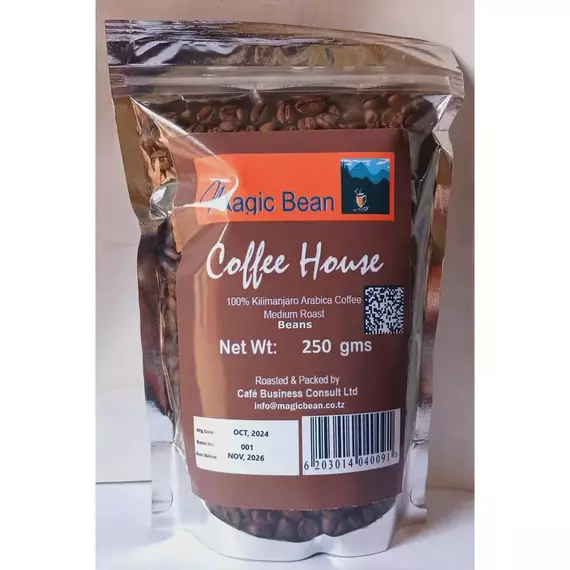Magic Beans Coffee House with Beans 250gms. Fresh Medium Roasted Coffee.