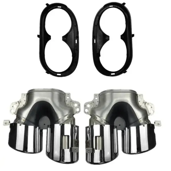 Rear Bumper Exhaust Tips Silensor Chrome Silver CC-3743 Compatible With Mercedes Benz A Class W177 2018+ Cla W118 2019+ Glb X247 2020+