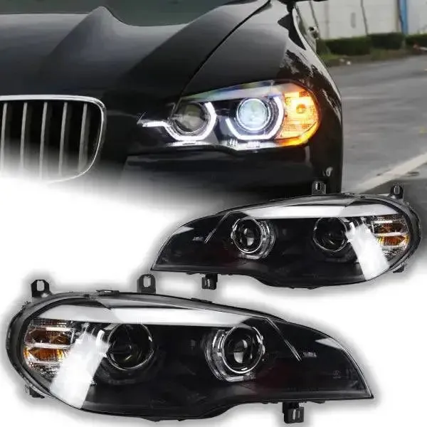 LED Headlight Angel Eye DRL Signal Lamp Light Hid Compatible With BMW X5 2007-2013 E70