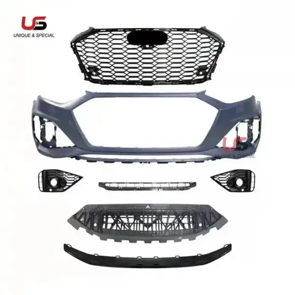 Body Kit Upgrade to 2021 RS4 Front Bumper with Grille Material PP Compatible With Audi A4 S4