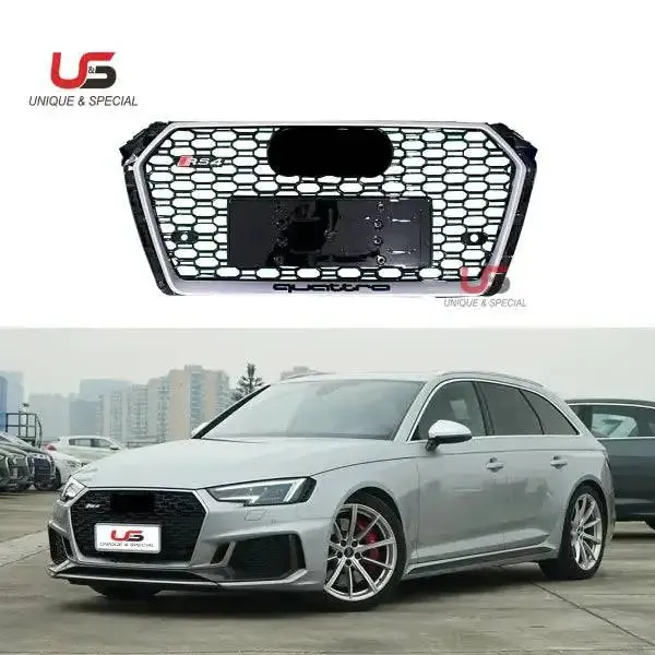 Honeycomb Sliver Frame Black Net Grilles Compatible With Audi A4 B9 Rs4 2017 2018 2019 2020