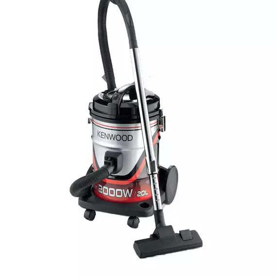 Kenwood Drum Vacuum Cleaner 2000W 20L Tank with 8m Extra Long Power Cord, Removable & Washable Filter, Multi Surface for Home Office VDM40.000BR
