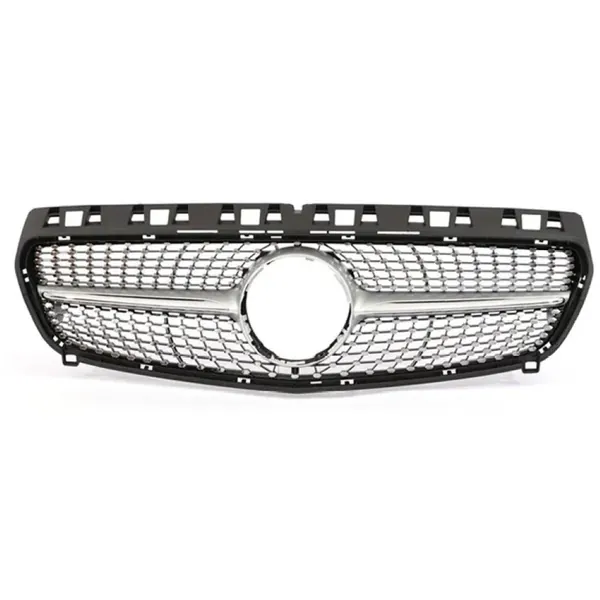 Front Bumper AMG Show Grill Diamond Silver CC-1699 Compatible With Mercedes Benz A Class W176 2012-2016