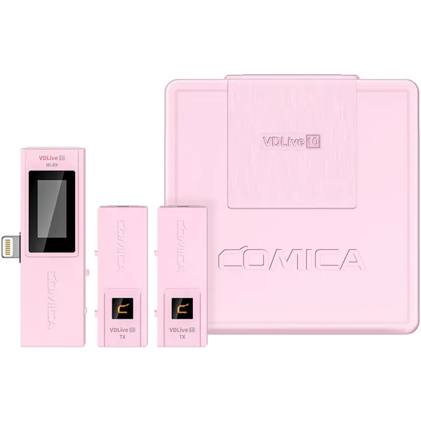 Comica Audio VDLive10 MI Ultracompact 2-Person Digital Wireless Microphone System for Lightning iOS Devices (Pink, 2.4 GHz)